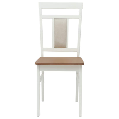 vidaXL Dining Chair 2 pcs White and Natural Solid Rubber Wood