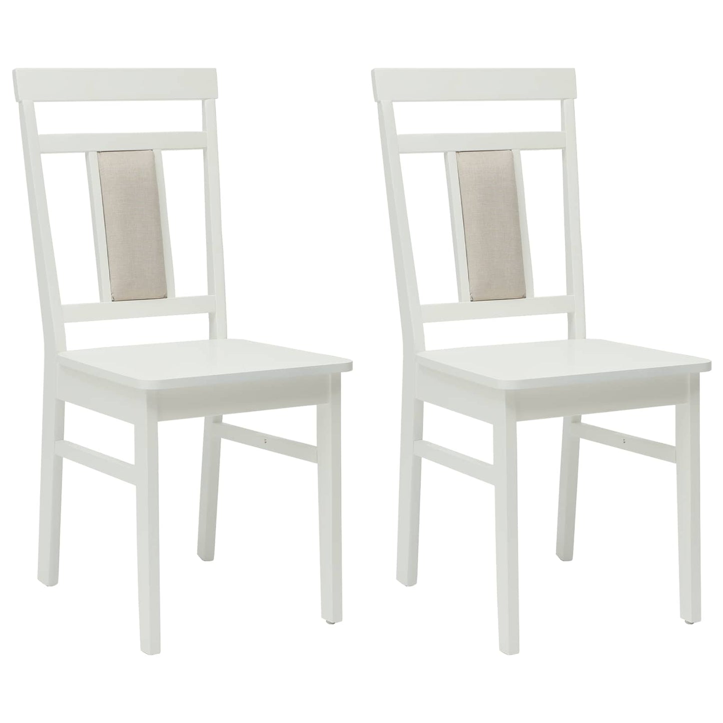 vidaXL Dining Chair 2 pcs White Solid Rubber Wood
