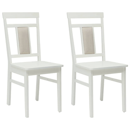 vidaXL Dining Chair 2 pcs White Solid Rubber Wood