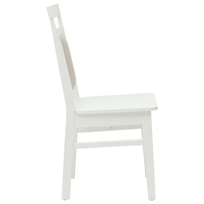 vidaXL Dining Chair 2 pcs White Solid Rubber Wood