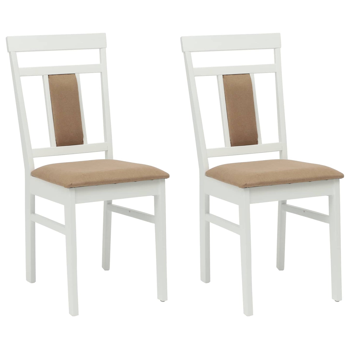 vidaXL Dining Chair 2 pcs White and Brown Solid Rubber Wood