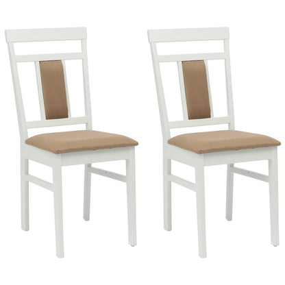 vidaXL Dining Chair 2 pcs White and Brown Solid Rubber Wood