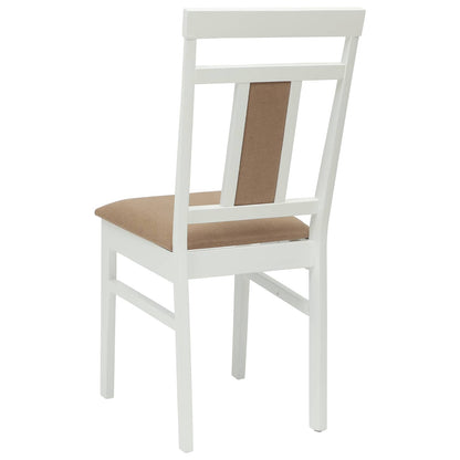 vidaXL Dining Chair 2 pcs White and Brown Solid Rubber Wood