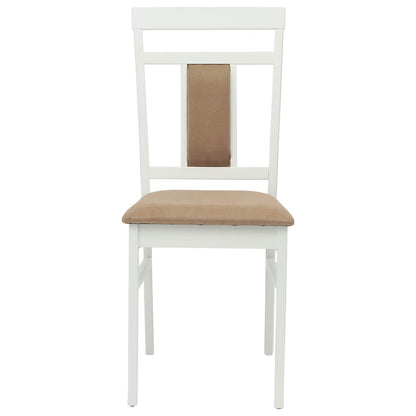 vidaXL Dining Chair 2 pcs White and Brown Solid Rubber Wood