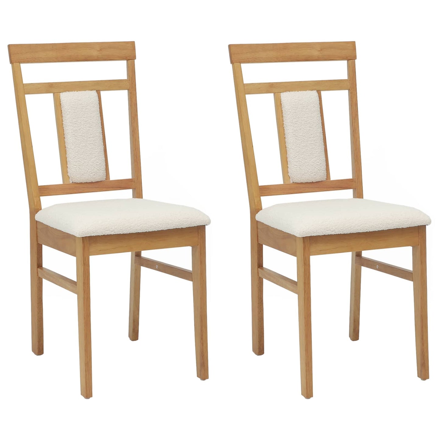 vidaXL Dining Chair 2 pcs Natural and Light Solid Rubber Wood