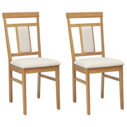 vidaXL Dining Chair 2 pcs Natural and Light Solid Rubber Wood
