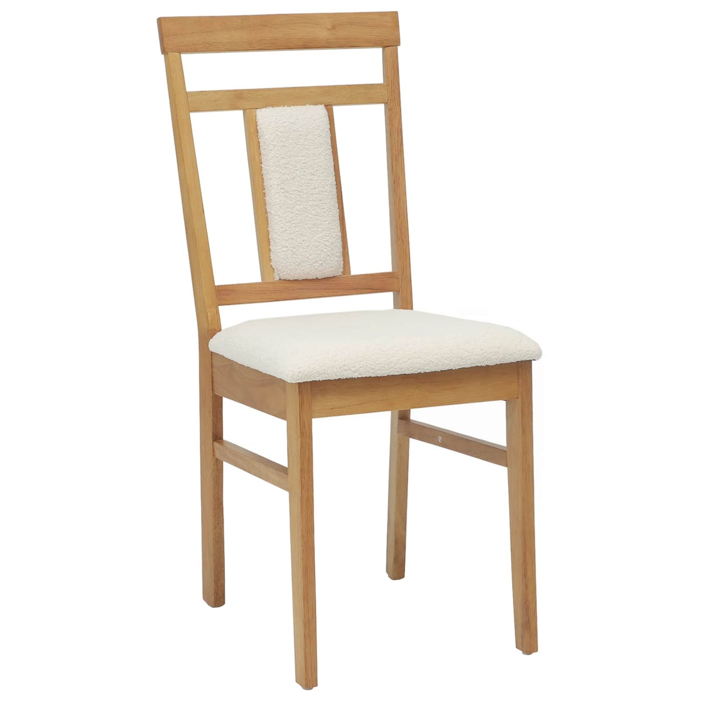 vidaXL Dining Chair 2 pcs Natural and Light Solid Rubber Wood