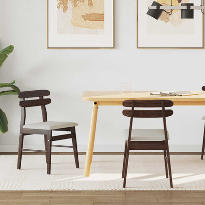 vidaXL Dining Chair 2 pcs Light Brown and Light Solid Rubber Wood