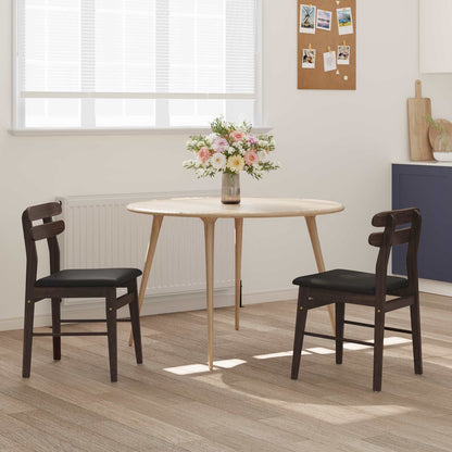 vidaXL Dining Chair 2 pcs Light Brown and Black Solid Rubber Wood