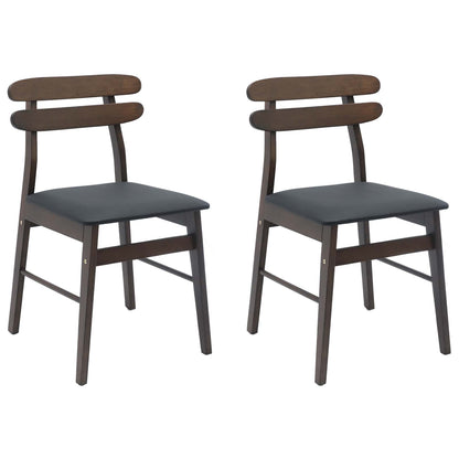 vidaXL Dining Chair 2 pcs Light Brown and Black Solid Rubber Wood