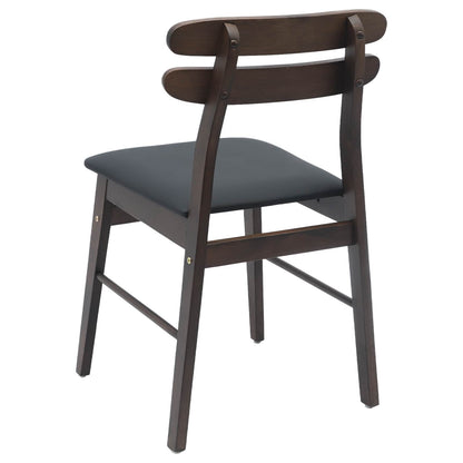 vidaXL Dining Chair 2 pcs Light Brown and Black Solid Rubber Wood