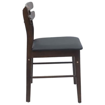 vidaXL Dining Chair 2 pcs Light Brown and Black Solid Rubber Wood