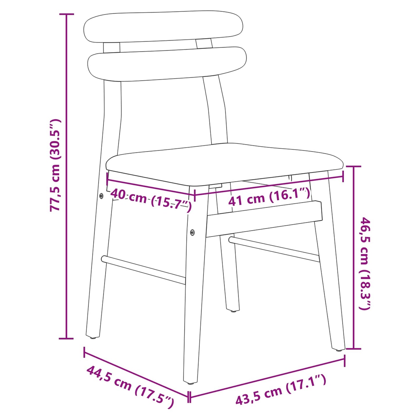 vidaXL Dining Chair 2 pcs Light Brown and Black Solid Rubber Wood