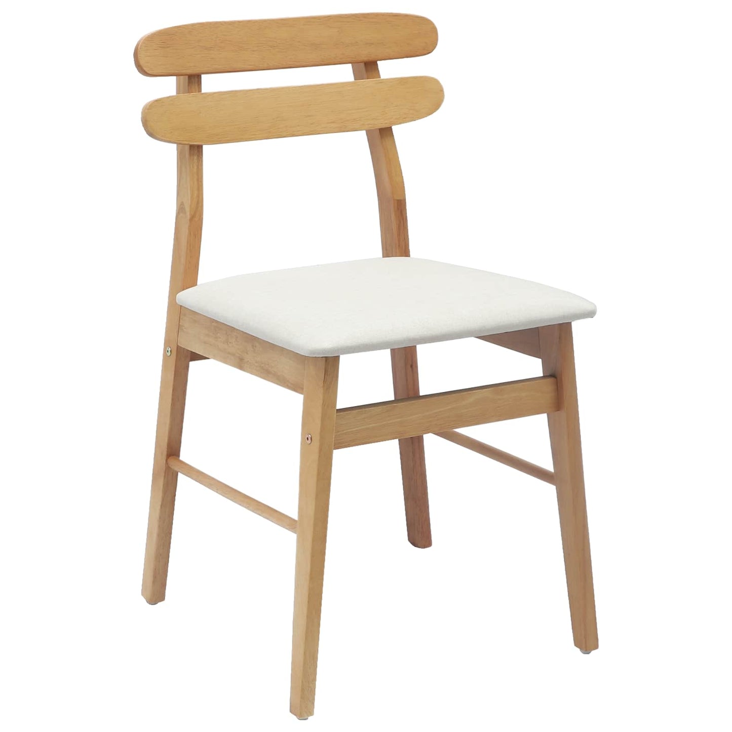 vidaXL Dining Chair 2 pcs Natural and Light Solid Rubber Wood