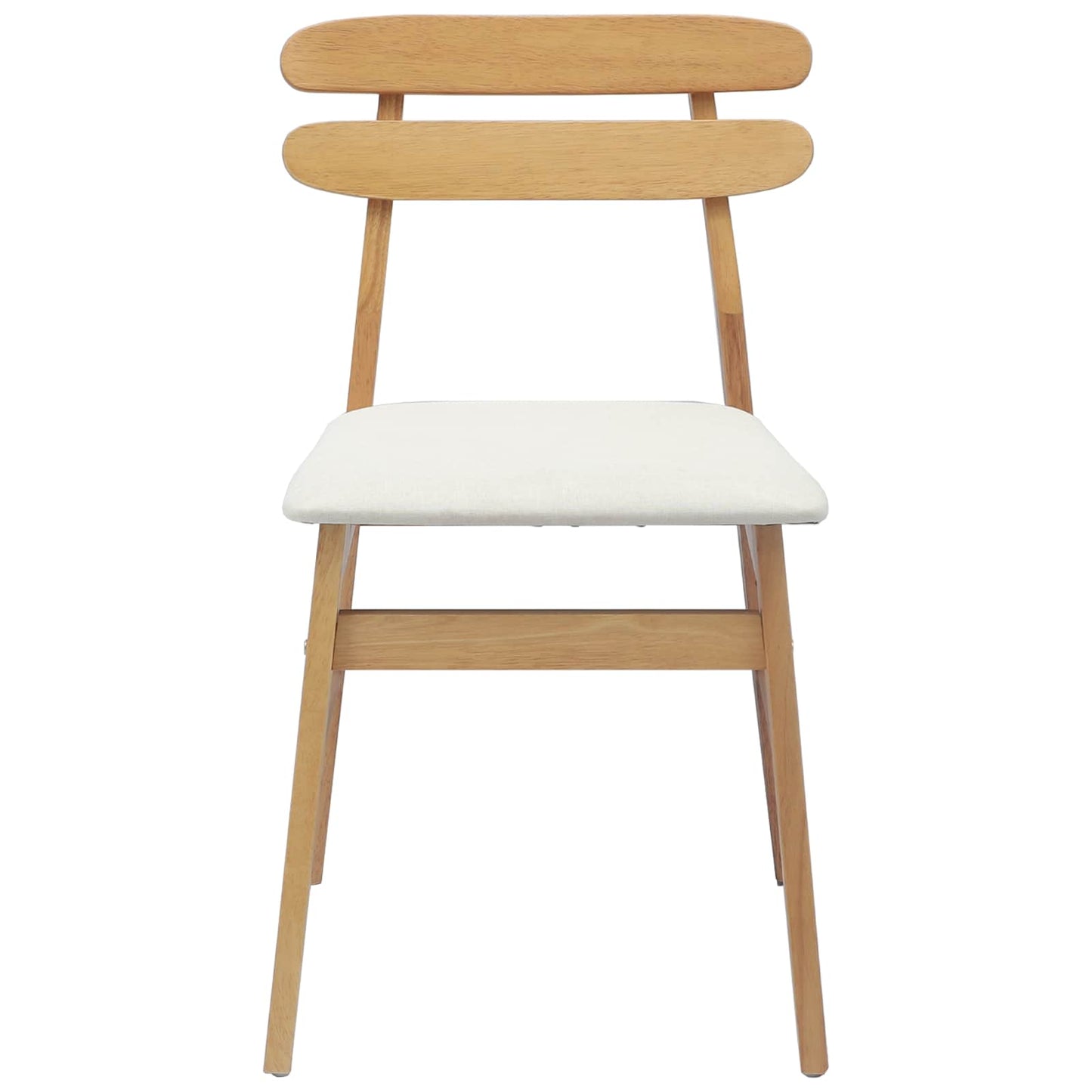 vidaXL Dining Chair 2 pcs Natural and Light Solid Rubber Wood