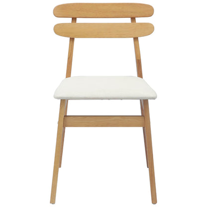 vidaXL Dining Chair 2 pcs Natural and Light Solid Rubber Wood