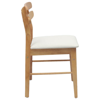 vidaXL Dining Chair 2 pcs Natural and Light Solid Rubber Wood