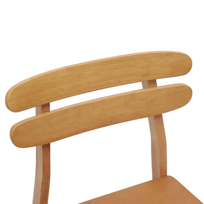 vidaXL Dining Chair 2 pcs Natural Solid Rubber Wood