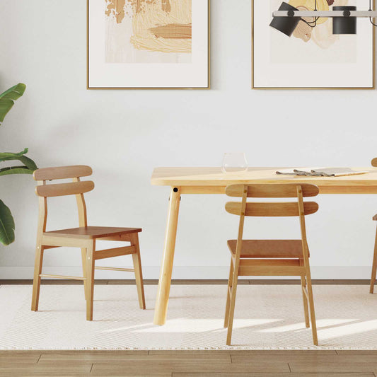 vidaXL Dining Chair 2 pcs Natural Solid Rubber Wood
