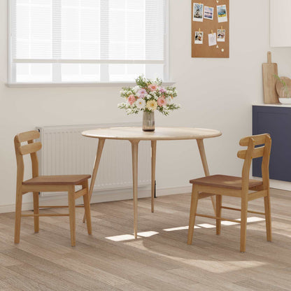 vidaXL Dining Chair 2 pcs Natural Solid Rubber Wood