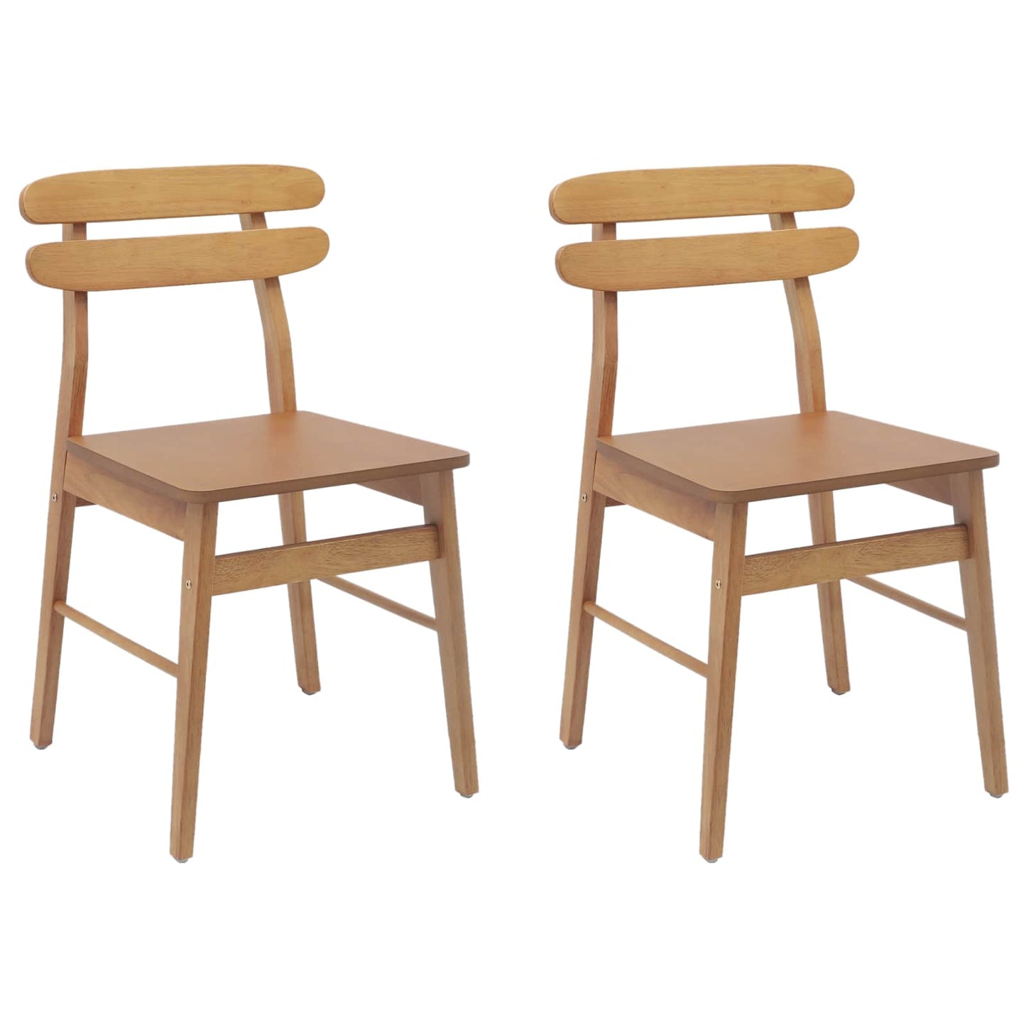 vidaXL Dining Chair 2 pcs Natural Solid Rubber Wood
