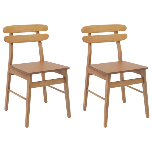 vidaXL Dining Chair 2 pcs Natural Solid Rubber Wood