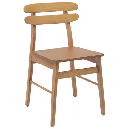 vidaXL Dining Chair 2 pcs Natural Solid Rubber Wood
