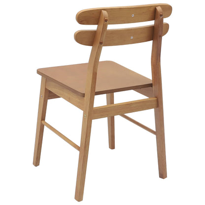 vidaXL Dining Chair 2 pcs Natural Solid Rubber Wood
