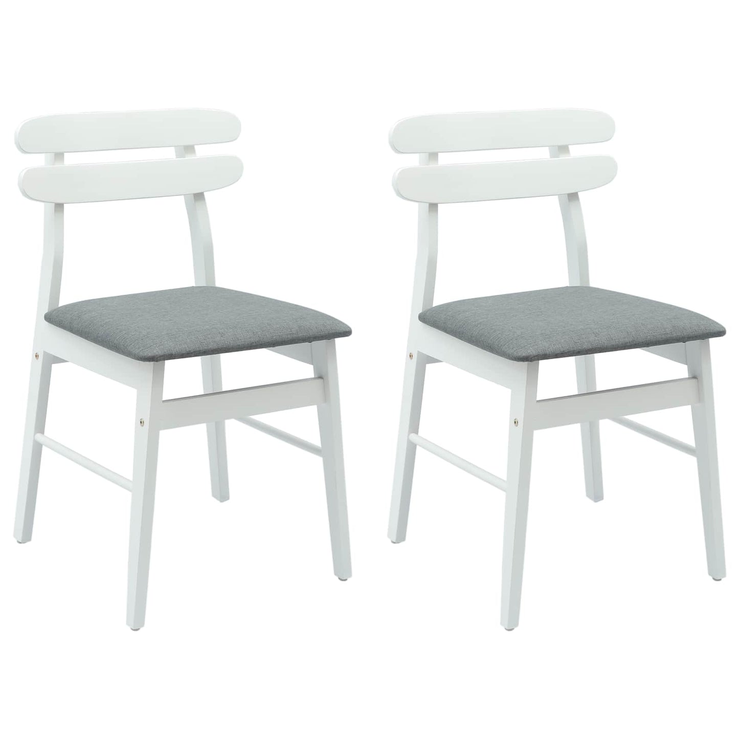 vidaXL Dining Chair 2 pcs White and Grey Solid Rubber Wood