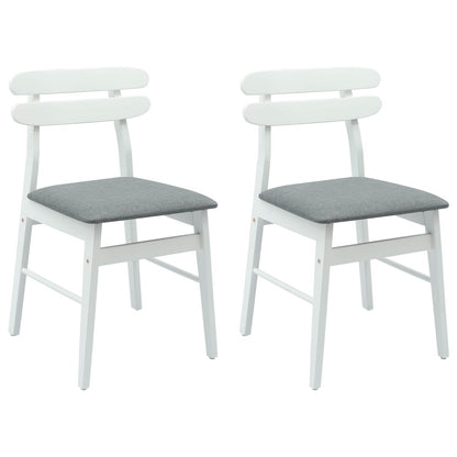 vidaXL Dining Chair 2 pcs White and Grey Solid Rubber Wood