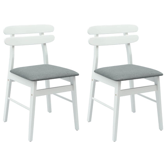 vidaXL Dining Chair 2 pcs White and Grey Solid Rubber Wood