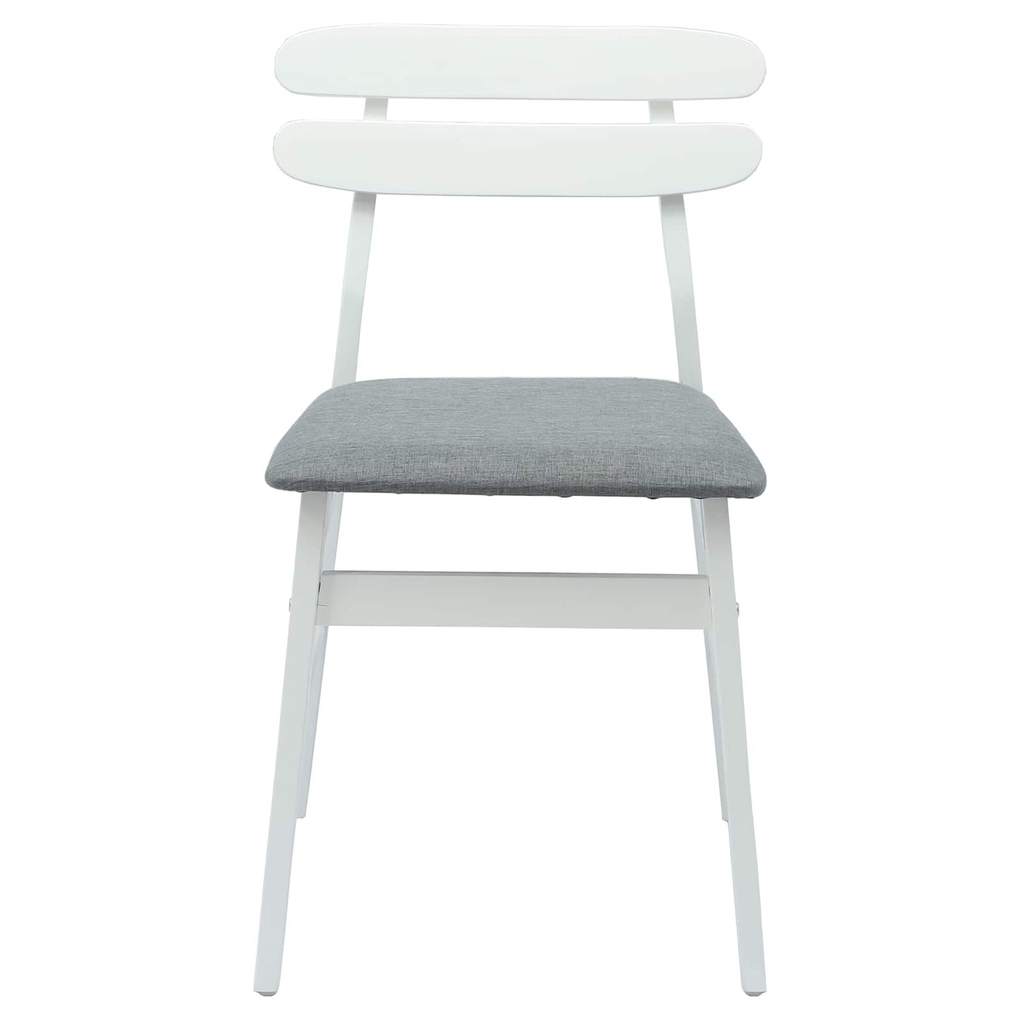 vidaXL Dining Chair 2 pcs White and Grey Solid Rubber Wood