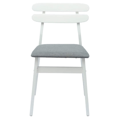 vidaXL Dining Chair 2 pcs White and Grey Solid Rubber Wood