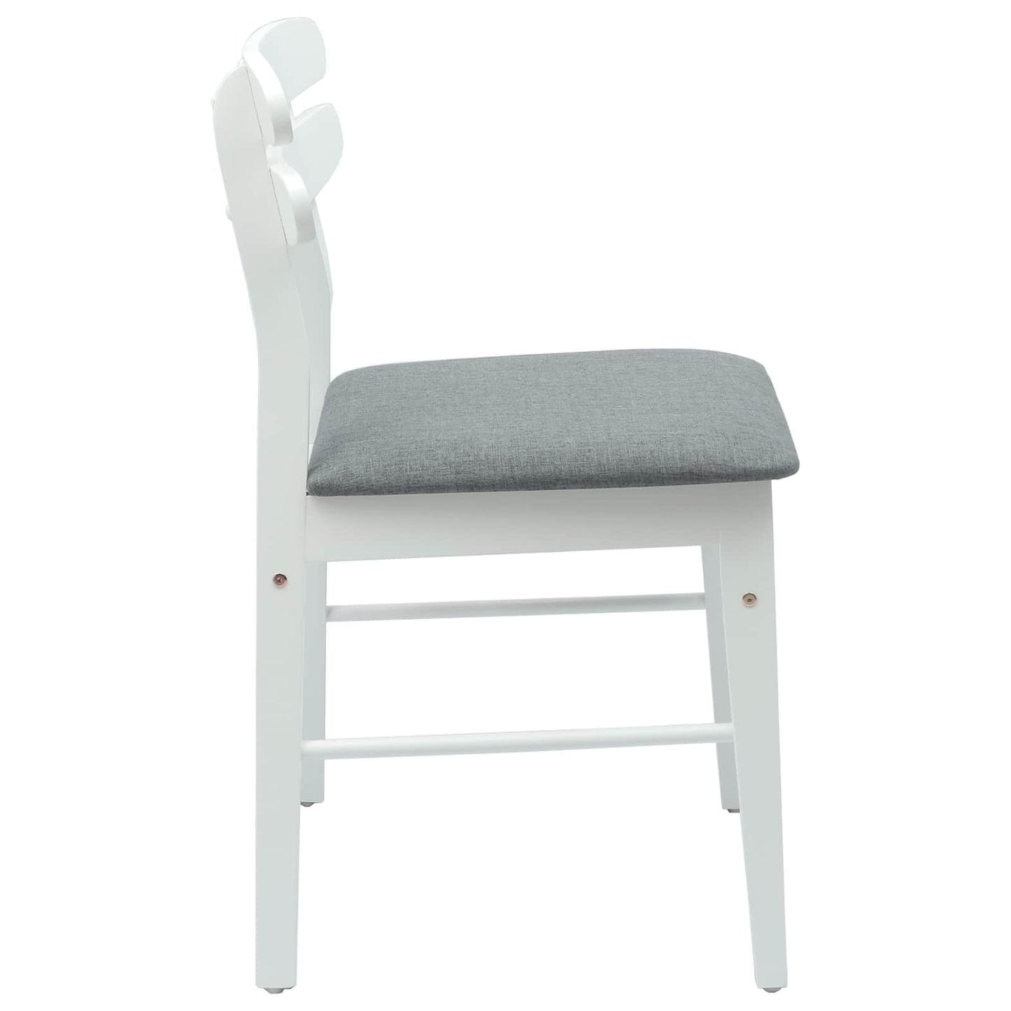vidaXL Dining Chair 2 pcs White and Grey Solid Rubber Wood