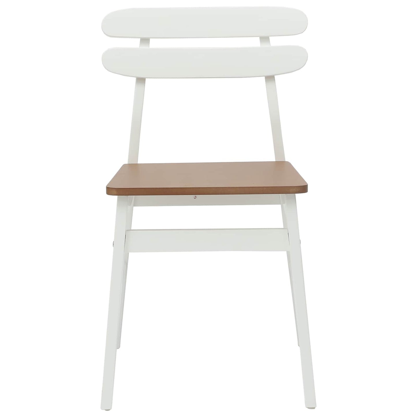 vidaXL Dining Chair 2 pcs White and Natural Solid Rubber Wood