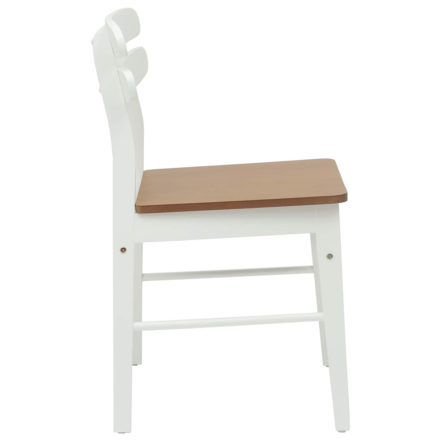 vidaXL Dining Chair 2 pcs White and Natural Solid Rubber Wood