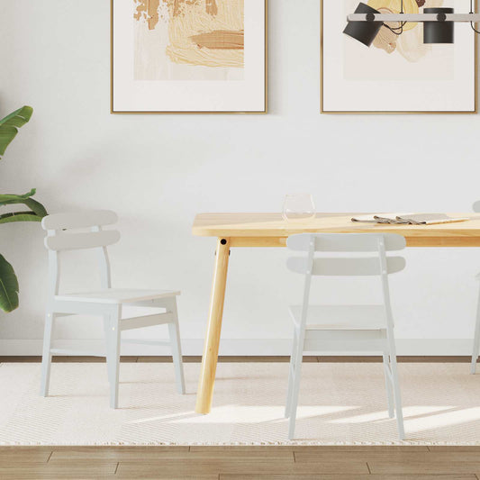 vidaXL Dining Chair 2 pcs White Solid Rubber Wood