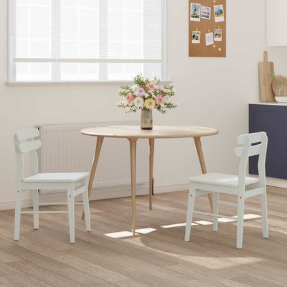 vidaXL Dining Chair 2 pcs White Solid Rubber Wood