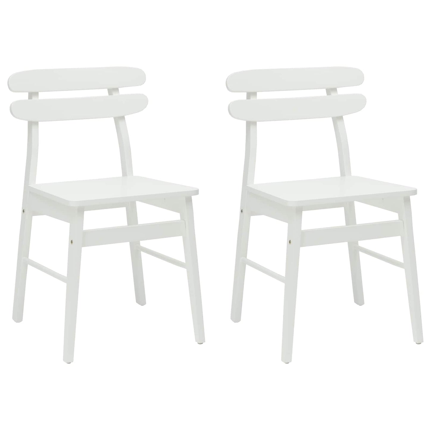 vidaXL Dining Chair 2 pcs White Solid Rubber Wood