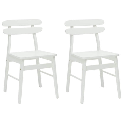 vidaXL Dining Chair 2 pcs White Solid Rubber Wood