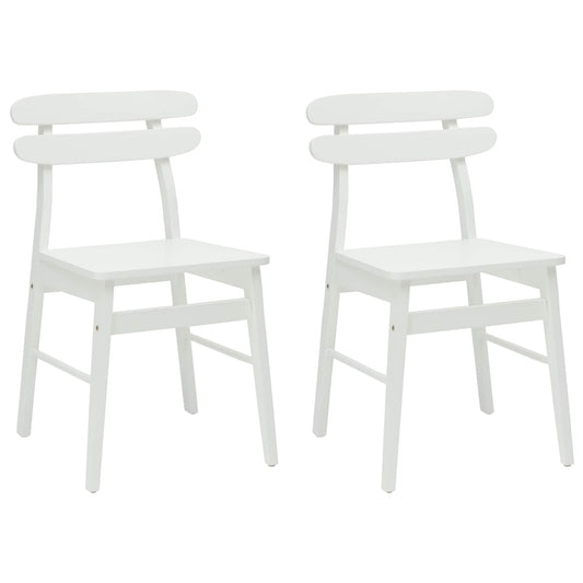 vidaXL Dining Chair 2 pcs White Solid Rubber Wood