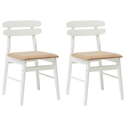 vidaXL Dining Chair 2 pcs White and Brown Solid Rubber Wood