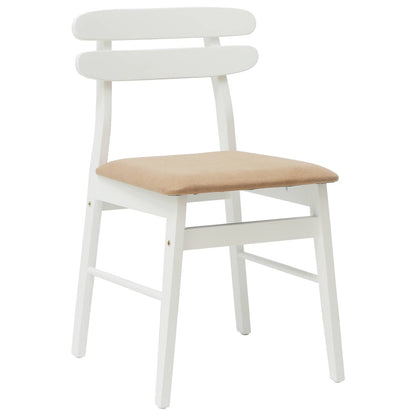 vidaXL Dining Chair 2 pcs White and Brown Solid Rubber Wood