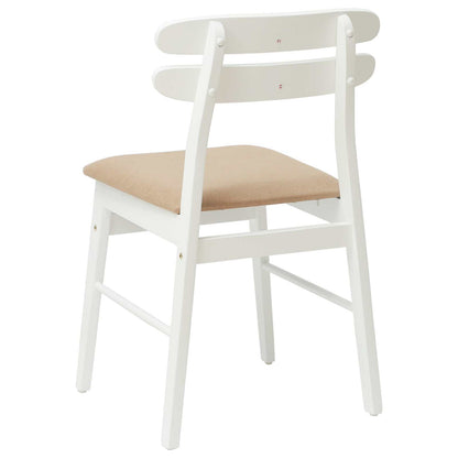 vidaXL Dining Chair 2 pcs White and Brown Solid Rubber Wood