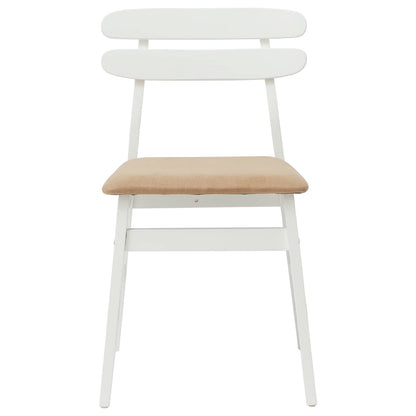 vidaXL Dining Chair 2 pcs White and Brown Solid Rubber Wood