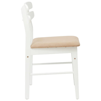 vidaXL Dining Chair 2 pcs White and Brown Solid Rubber Wood