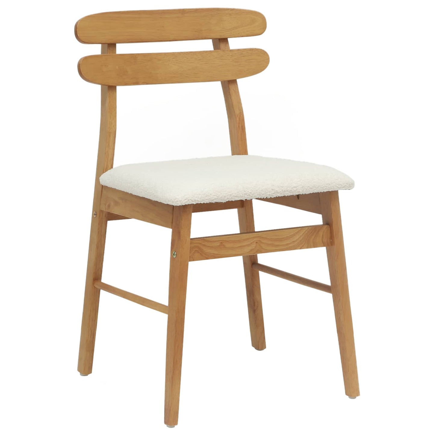 vidaXL Dining Chair 2 pcs Natural and Light Solid Rubber Wood