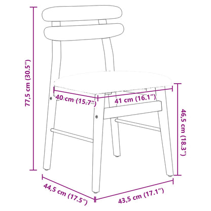 vidaXL Dining Chair 2 pcs Natural and Light Solid Rubber Wood