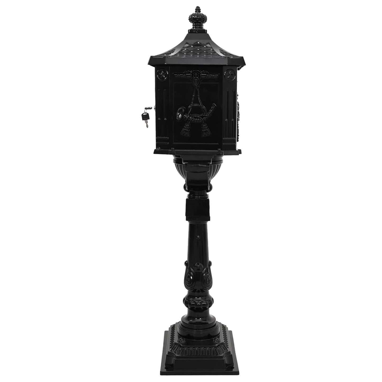 vidaXL Standing Mailbox Black 42.5 x 29.5 x 117 cm Cast Aluminum