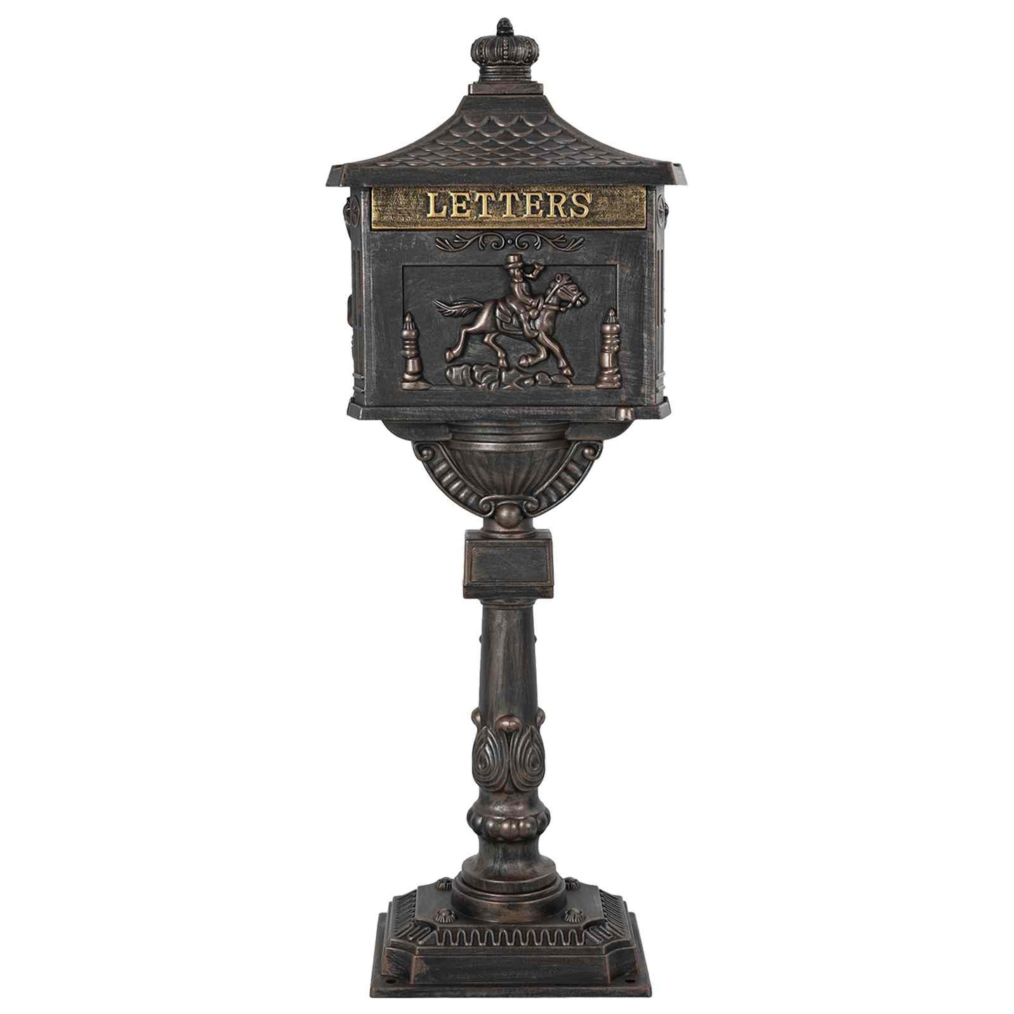 vidaXL Standing Mailbox Bronze 42.5 x 29.5 x 117 cm Cast Aluminum